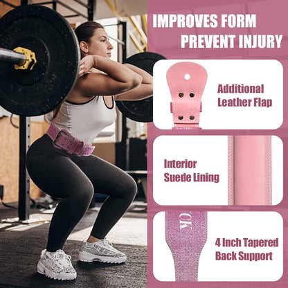 Weight Lifting Belt For Ladies Leather Gym Belts Lower Waist Back Support For Women Men Fitness Squat Deadlift Heavy Duty Cross Training Gym Powerlifting Workout