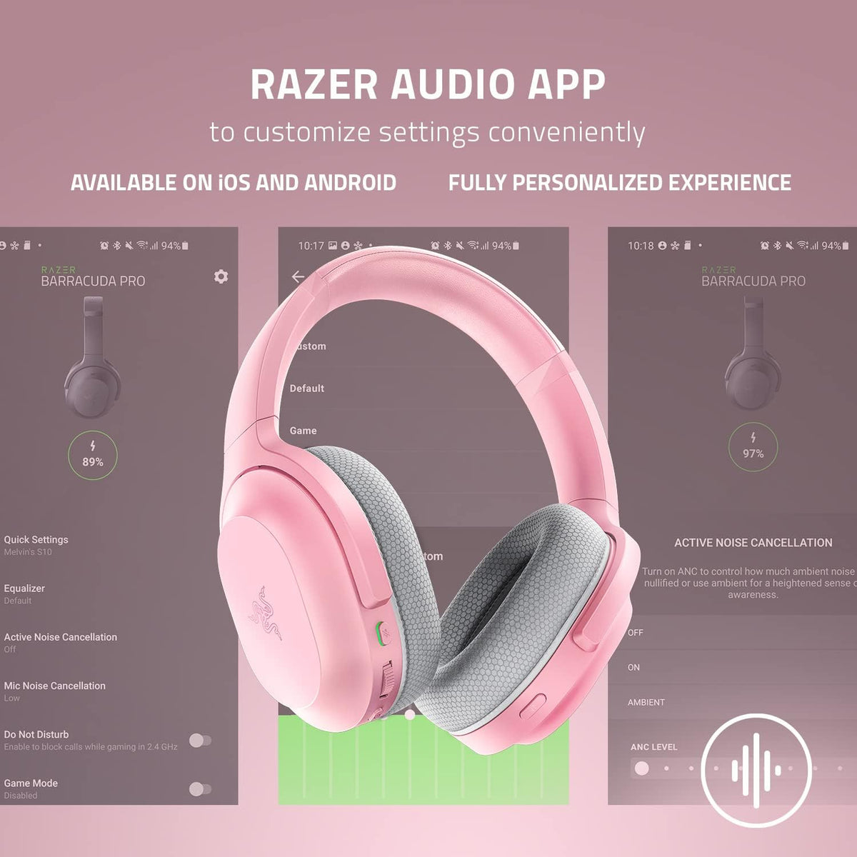 Barracuda Wireless Gaming & Mobile Headset, 2.4GHz + Bluetooth, Pink