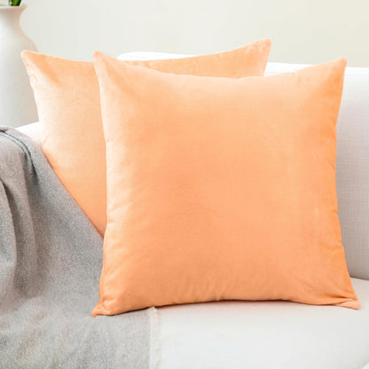 Velvet Throw Pillow Covers, No Inserts 20"x20" Peach