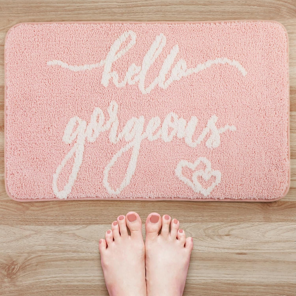 Hello Gorgeous Light Pink Bath Mat 32 x 20 x 0.6 Inches