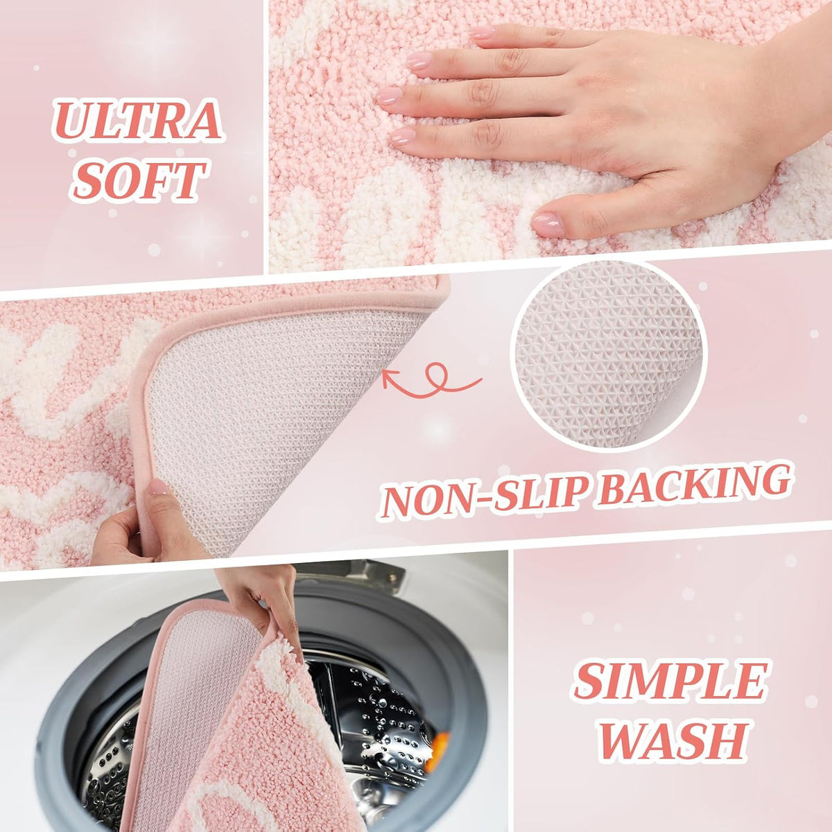 Hello Gorgeous Light Pink Bath Mat 32 x 20 x 0.6 Inches