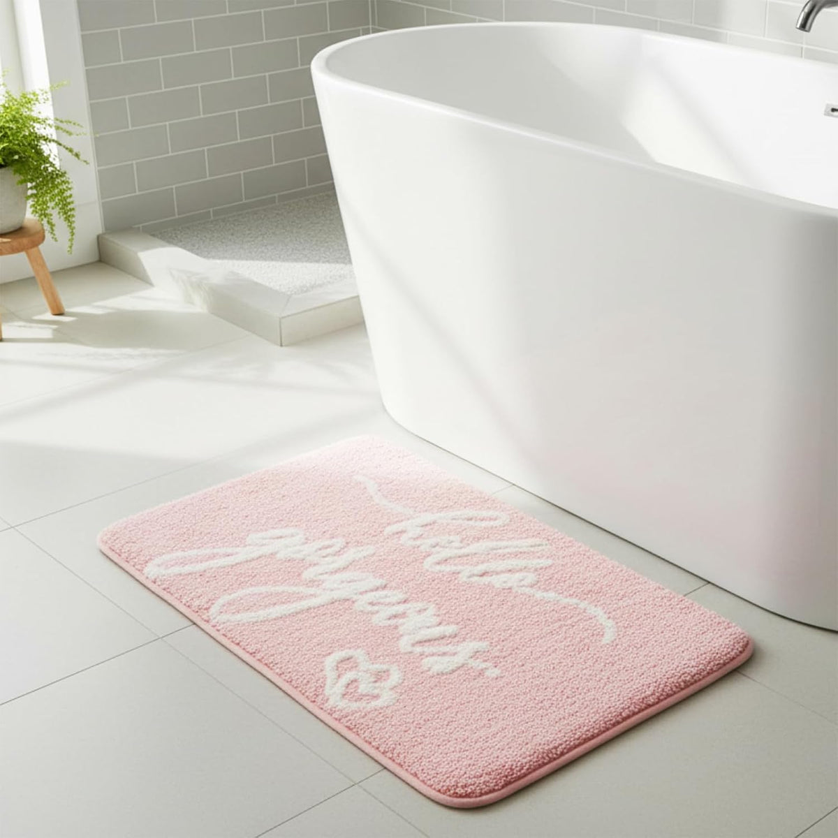 Hello Gorgeous Light Pink Bath Mat 32 x 20 x 0.6 Inches