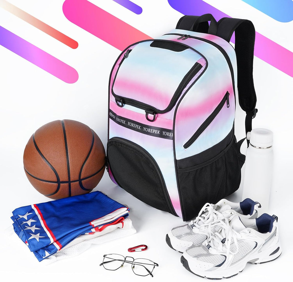 Large Basketball Backpack Bag with Shoe Compartment, Ball Holder