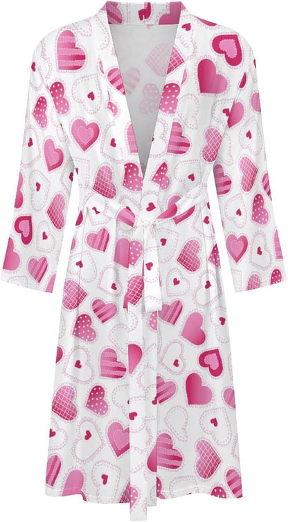 Womens Winter Forest Landscape Bathrobe Mens Knit Pajamas Robe With Self Tie Belt Waist Knee Length Travel Spa Robes