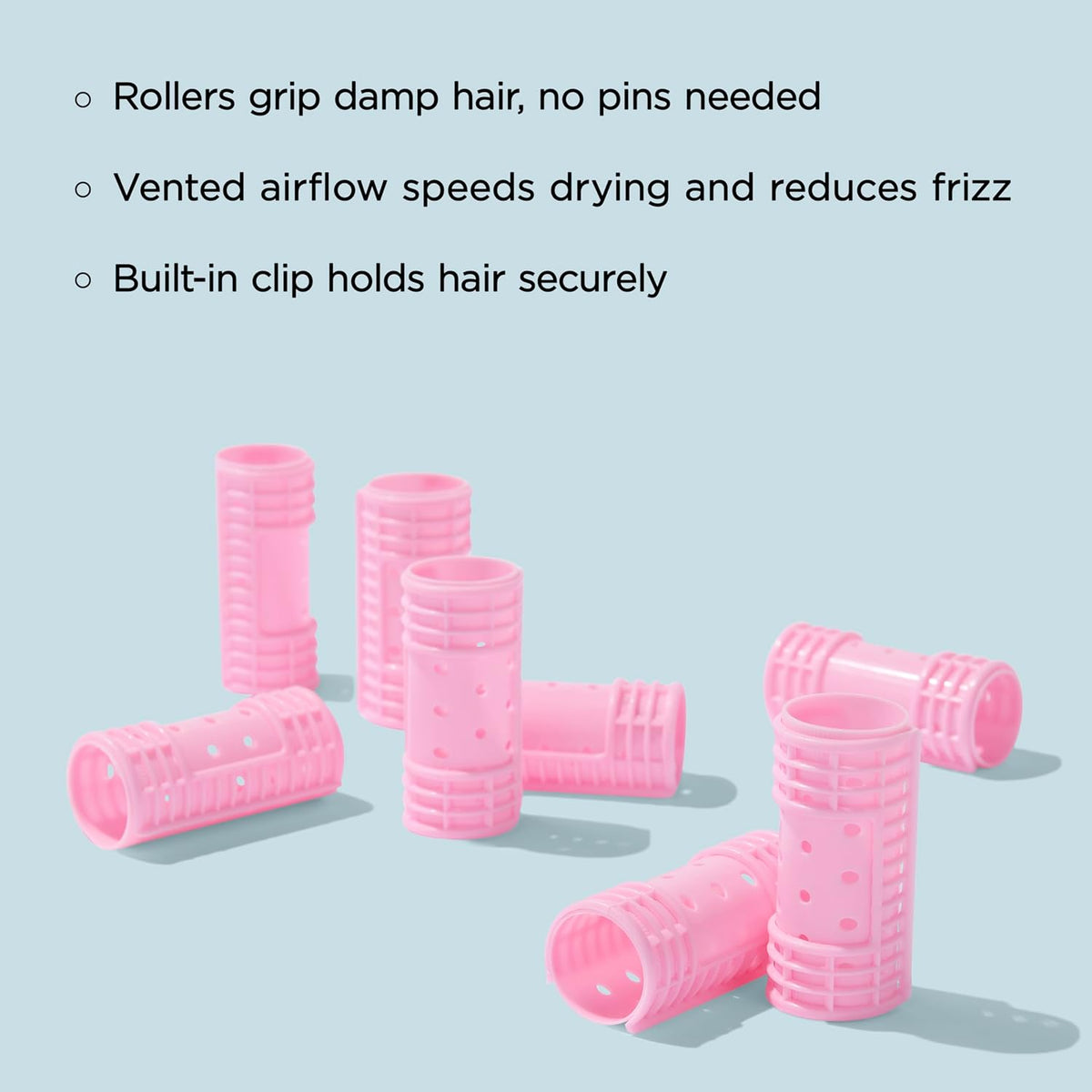 Snap-On Magnetic Rollers Pack of 8 Hair Curlers for Women and Girls, Small, Diameter, Pink, D4719, 8 Count (Pack of 1)
