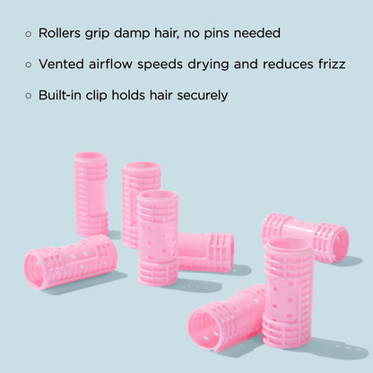 Snap-On Magnetic Rollers Pack of 8 Hair Curlers for Women and Girls, Small, Diameter, Pink, D4719, 8 Count (Pack of 1)