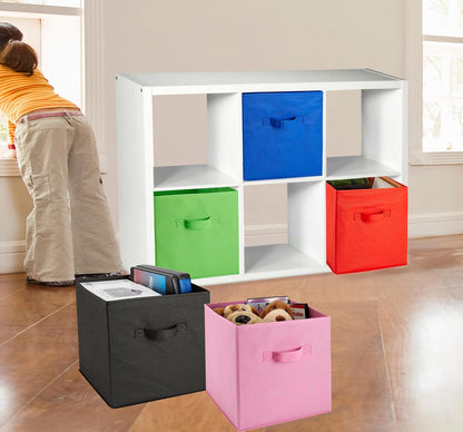 6-Pack Foldable Cube Storage Bins – Decorative Collapsible Organizer for Shelves, Closets, Underbed, Clothes, or Kids’ Toys (Pink)