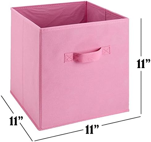 6-Pack Foldable Cube Storage Bins – Decorative Collapsible Organizer for Shelves, Closets, Underbed, Clothes, or Kids’ Toys (Pink)