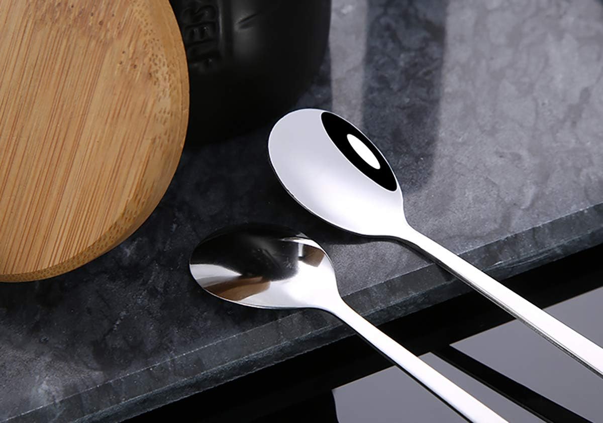 3PCS Mixing Spoons for Coffee, Dessert, Ice Cream, Milkshake, Stainless Steel Iced Teaspoon with Ceramic Handle Tablespoons Espresso Cocktail Stirring Spoons, 6.8-Inch (Pink)
