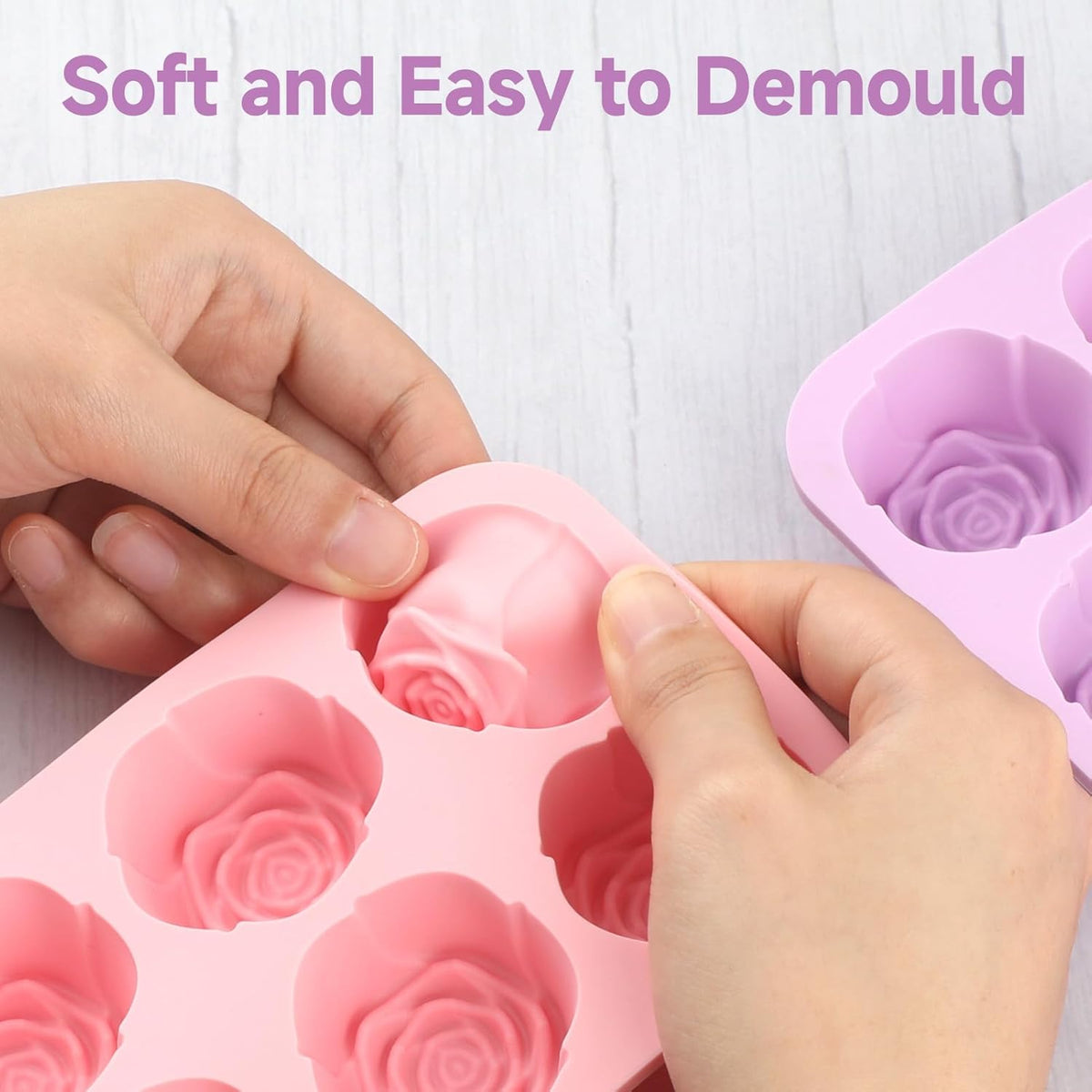 2 Pcs Rose Silicone Mold for Chocolate,20-Cavity Rose Chocolate Mold for Candy, Gummy&Cake Decorating-Flexible Flower Ice Cube Mold & Candy Mold for Strawberries,Jello,and Baking