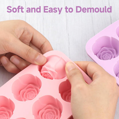 2 Pcs Rose Silicone Mold for Chocolate,20-Cavity Rose Chocolate Mold for Candy, Gummy&Cake Decorating-Flexible Flower Ice Cube Mold & Candy Mold for Strawberries,Jello,and Baking