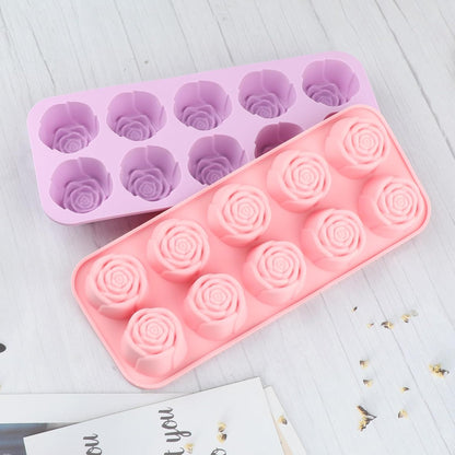 2 Pcs Rose Silicone Mold for Chocolate,20-Cavity Rose Chocolate Mold for Candy, Gummy&Cake Decorating-Flexible Flower Ice Cube Mold & Candy Mold for Strawberries,Jello,and Baking