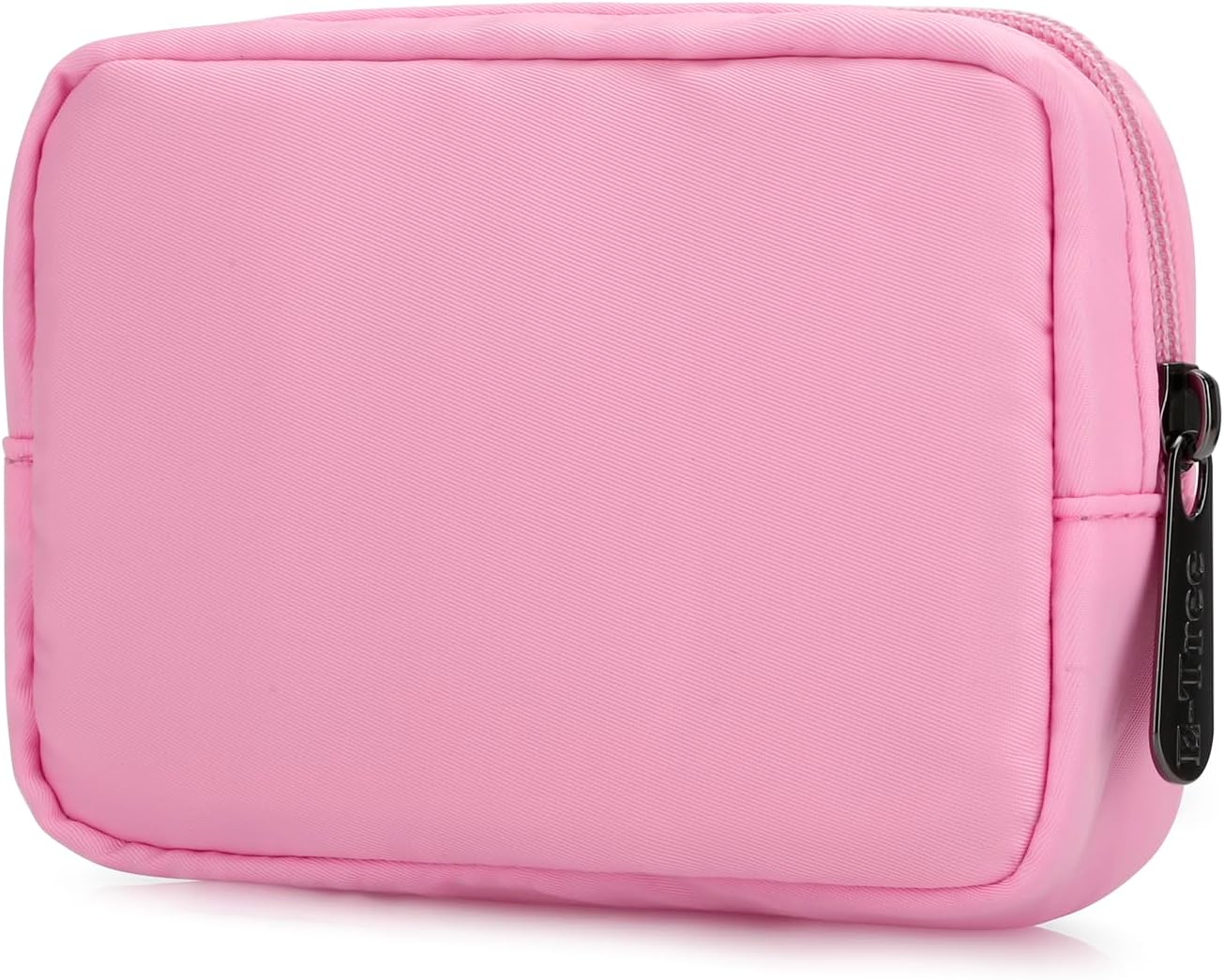 Cute Small Makeup Bag, Cosmetic Toiletry Skin Care Make up Little Items Pouch for Purse,Zipper Mini Tech Charger Cable Electronic Organizer Case,Travel Accessories,Pink