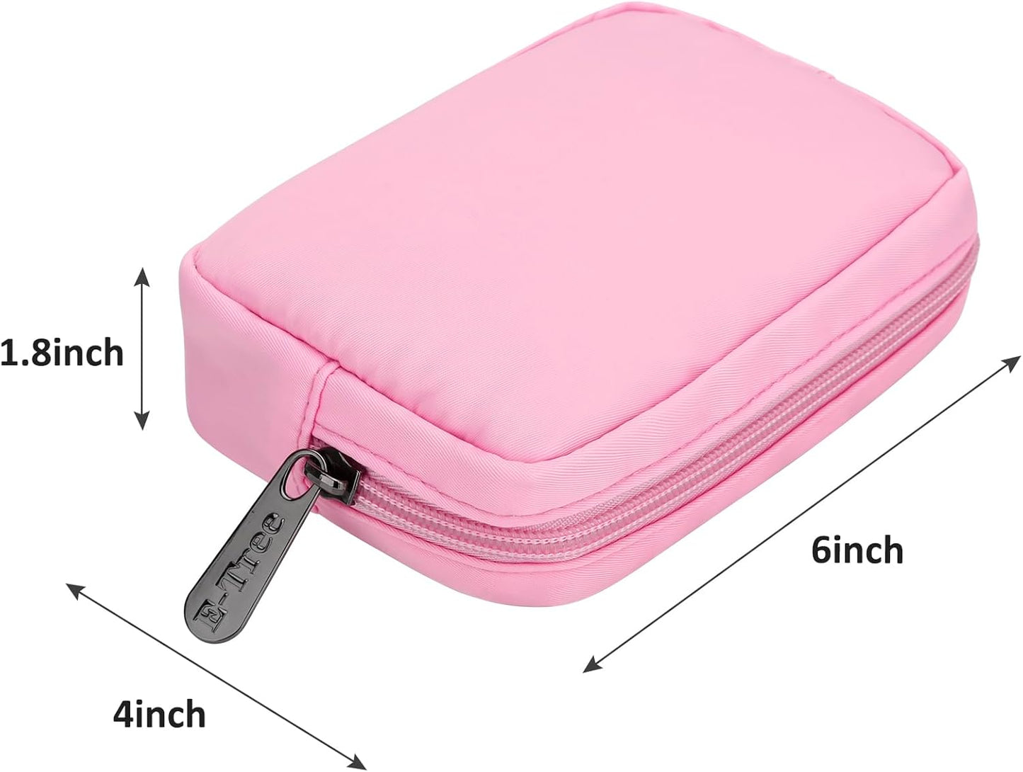 Cute Small Makeup Bag, Cosmetic Toiletry Skin Care Make up Little Items Pouch for Purse,Zipper Mini Tech Charger Cable Electronic Organizer Case,Travel Accessories,Pink