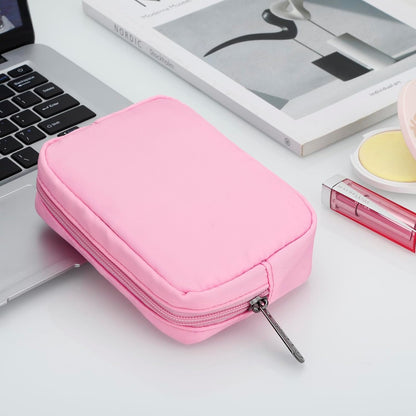 Cute Small Makeup Bag, Cosmetic Toiletry Skin Care Make up Little Items Pouch for Purse,Zipper Mini Tech Charger Cable Electronic Organizer Case,Travel Accessories,Pink