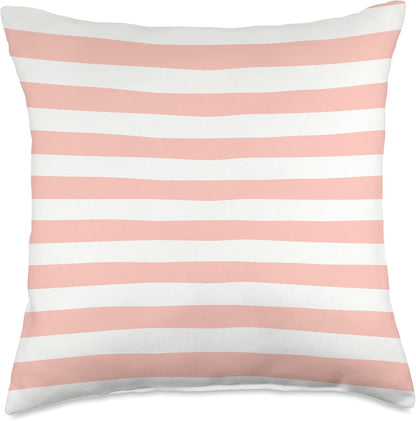 Pink Peach Horizontal Stripes Girly Throw Pillow