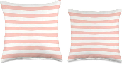 Pink Peach Horizontal Stripes Girly Throw Pillow