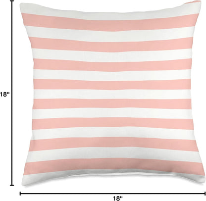 Pink Peach Horizontal Stripes Girly Throw Pillow