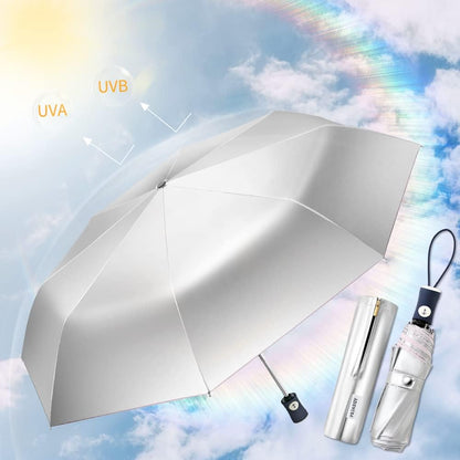 Silver Coating Layer Fabric Blocking UV 99.9% Sun Umbrella Compact Folding Travel Umbrella Automatic Windproof Umbrellas For Men and Women (Pink)