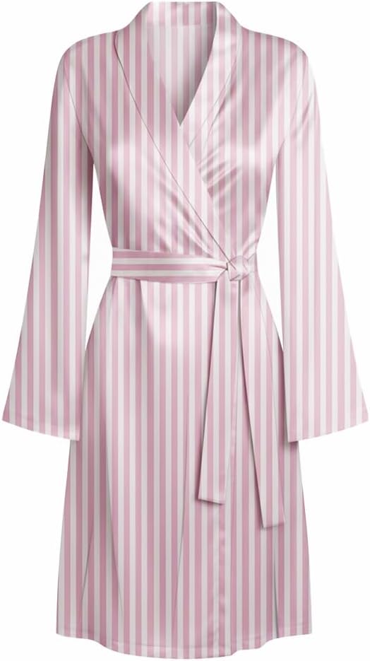 Women's Satin Robes Silk Kimono Bath Robe Bride Bridesmaid Sleepwear with leopard and cat and stars pajamas