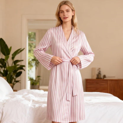 Women's Satin Robes Silk Kimono Bath Robe Bride Bridesmaid Sleepwear with leopard and cat and stars pajamas
