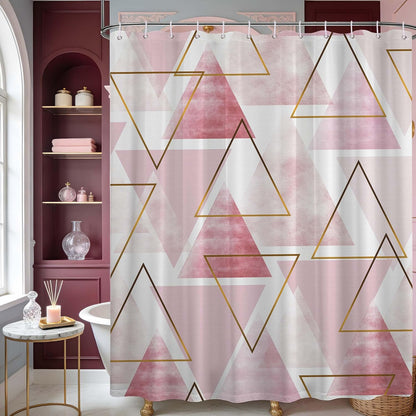 Pink and White Shower Curtain, 72x72 in, Blush Pink Geometric