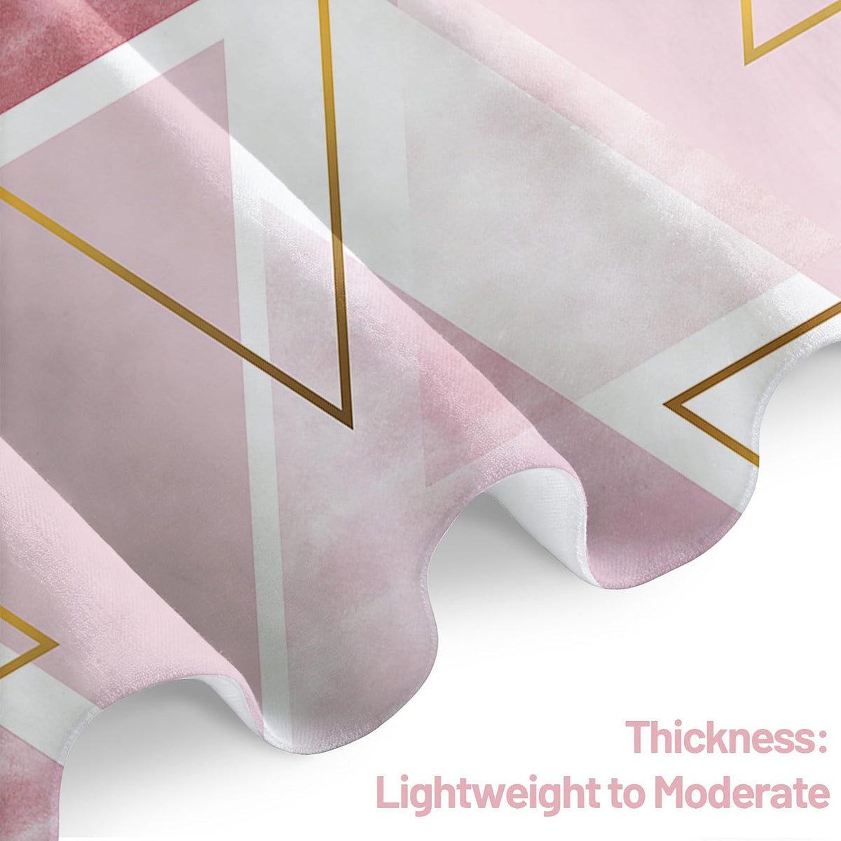 Pink and White Shower Curtain, 72x72 in, Blush Pink Geometric