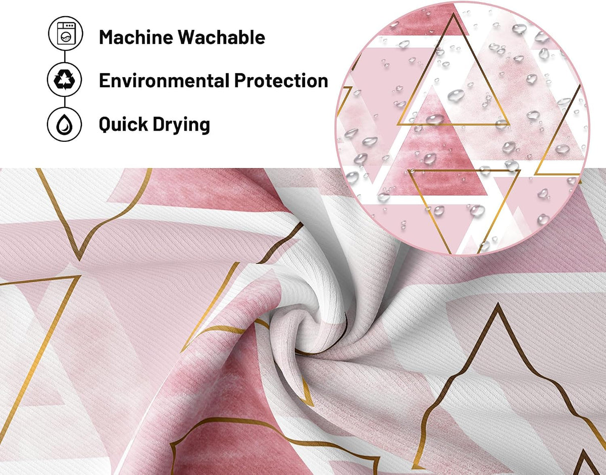 Pink and White Shower Curtain, 72x72 in, Blush Pink Geometric