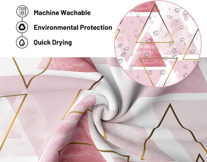 Pink and White Shower Curtain, 72x72 in, Blush Pink Geometric