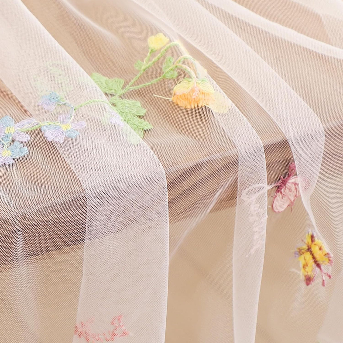 9.8 Ft Pink Floral Tulle Table Runner Embroidery Wedding Decor