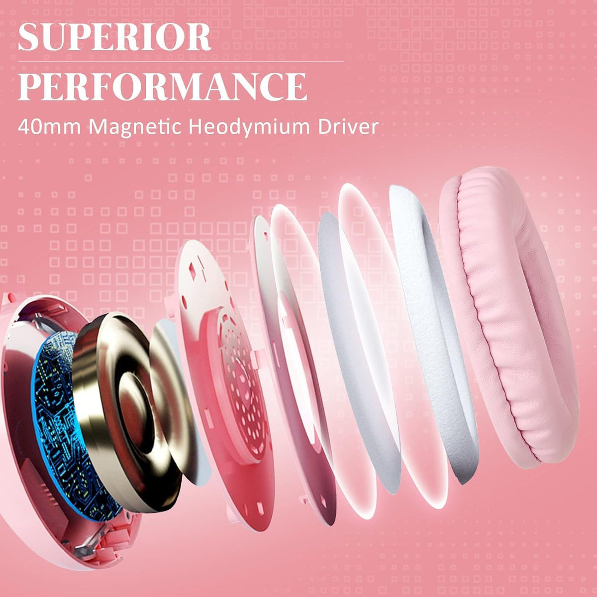 Gaming Headset for Xbox One, PS4, PS5, Nintendo Switch, Bass Surround and Noise Cancelling 3.5mm Over Ear Headphones with Mic for Laptop PC Smartphones, Pink
