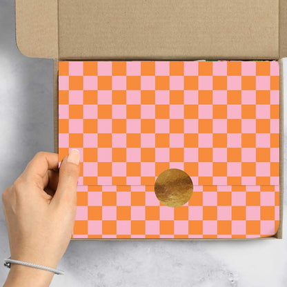 60 Sheets Checkered Tissue Paper Pink Orange Plaid Gift Wrapping Tissue for Sunset Birthday Baby Shower Wedding Party DIY Crafts Supplies, 14 x 20 Inch