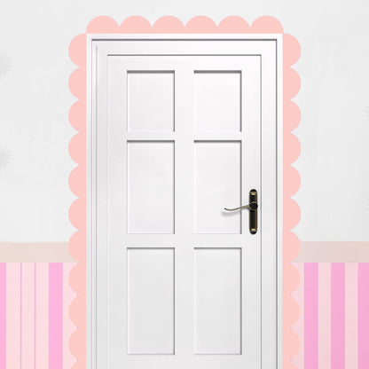10 Pcs Pink Peel and Stick Scallop Border Decal Trim 15.75 Inch Boho Giant Scalloped Edge Wall Sticker Waterproof Vinyl Wall Decals for Bedrooms Playroom Nursery Classroom