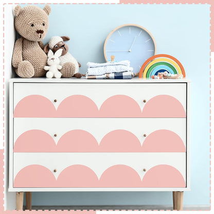 10 Pcs Pink Peel and Stick Scallop Border Decal Trim 15.75 Inch Boho Giant Scalloped Edge Wall Sticker Waterproof Vinyl Wall Decals for Bedrooms Playroom Nursery Classroom