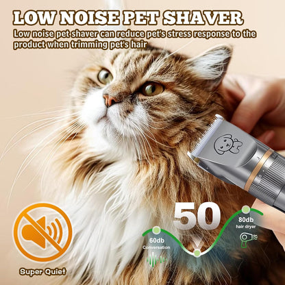 Dog Clippers for Grooming with LCD Display, Low Noise Dog Grooming Kit for Heavy Thick Coats, Professional Cordless Pet Shaver Electric Quiet Hair Trimmer Set for Small Large Dogs Cats Pets