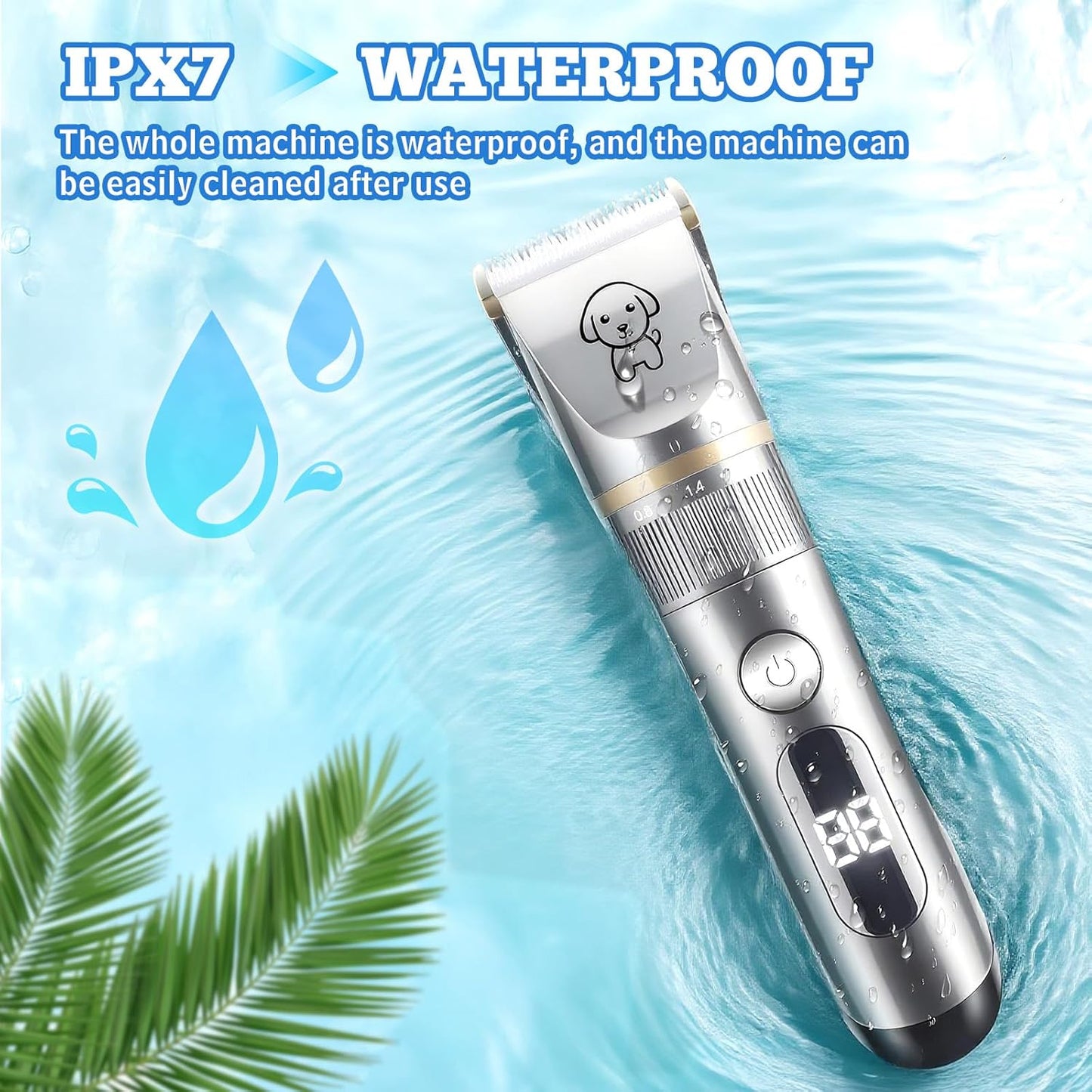 Dog Clippers for Grooming with LCD Display, Low Noise Dog Grooming Kit for Heavy Thick Coats, Professional Cordless Pet Shaver Electric Quiet Hair Trimmer Set for Small Large Dogs Cats Pets