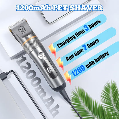Dog Clippers for Grooming with LCD Display, Low Noise Dog Grooming Kit for Heavy Thick Coats, Professional Cordless Pet Shaver Electric Quiet Hair Trimmer Set for Small Large Dogs Cats Pets