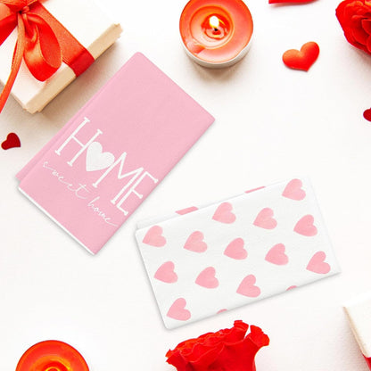 2PCS Pink Heart Love Home Sweet Home Valentine's Kitchen Towels Dish Towels for Wedding Party Anniversary Valentine's Day (16.5x23.6 Inch)