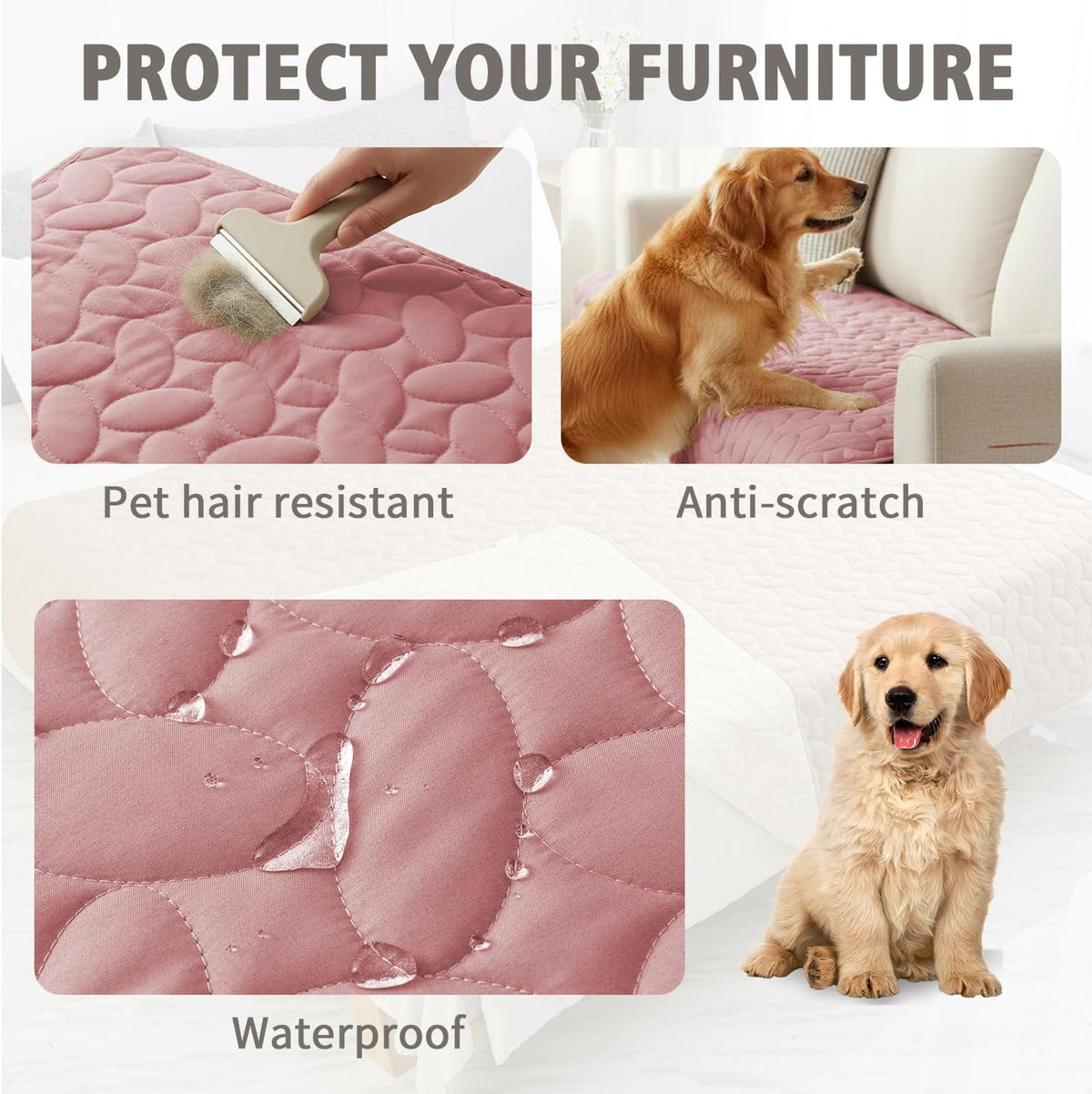Waterproof Pet Bed Cover Anti-Slip Dog Bed Blanket for Sofa and Furniture Waterproof New Pattern Design (Pink, 30x53 Inch (Pack of 1))