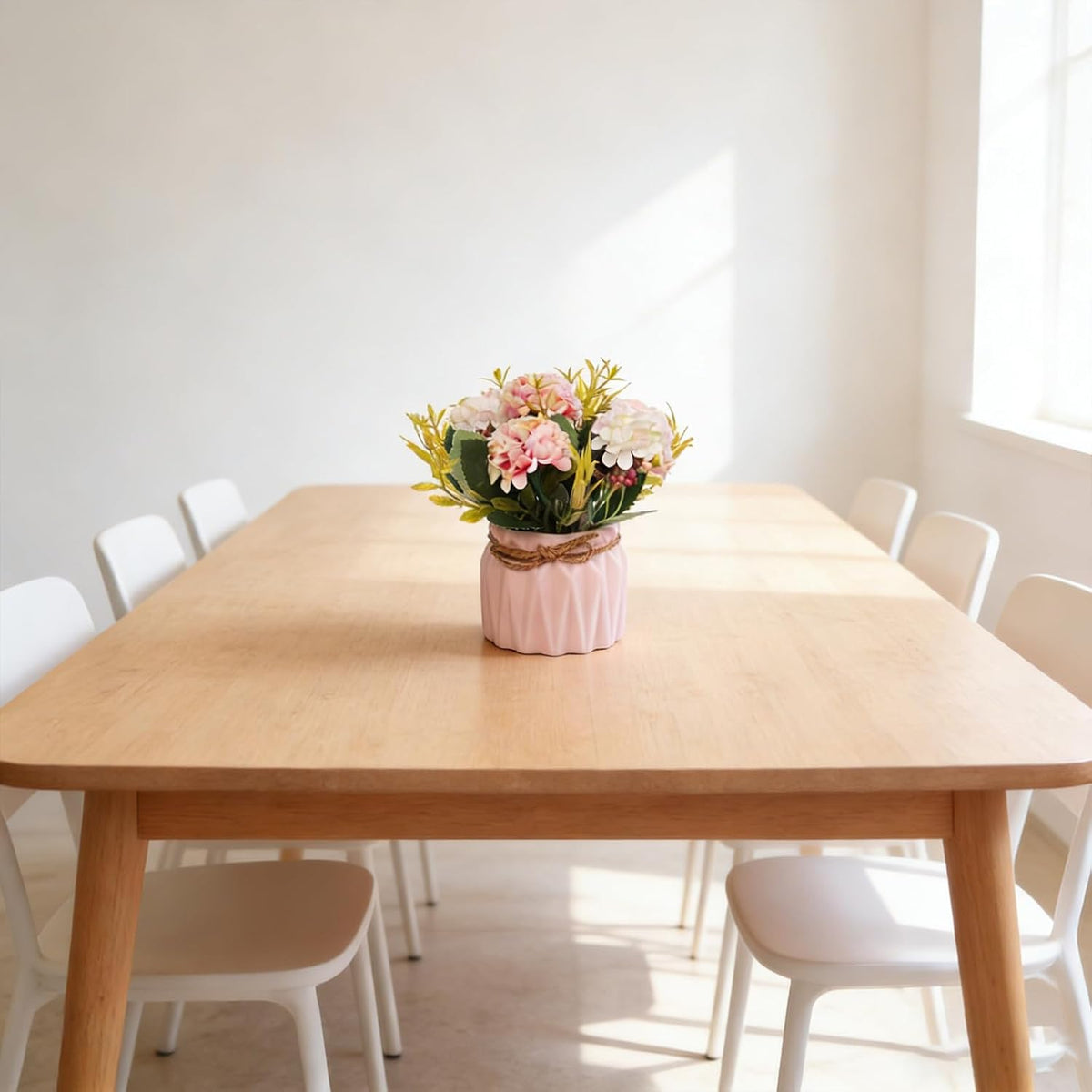Artificial Hydrangea with Vase Mini Fake Flower Balls Flowers Decoration Fake Plant in Vase for Table Home Office Desktop Decorations (Pink, One Size)