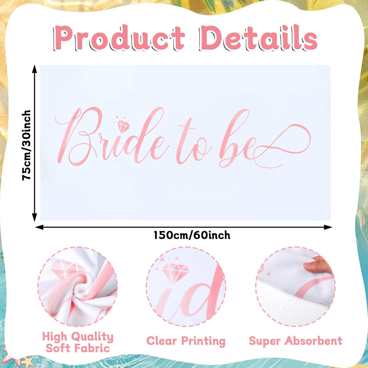 Bride Diamond Ring Pool Float & Towel Set Bachelorette Party Decoration Inflatable Diamond Pool Float Bridal Shower Gift Engagement Party Favors Swimming Tube River Wedding Photo Prop (Pink Glitter)