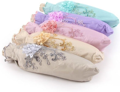 Vintage Lace UV Sun Parasol Folding 3D Flower Embroidery Umbrella