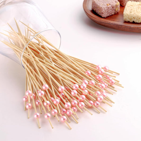 200 PCS Pink Cocktail Toothpicks for Appetizers, Coctail Skewers Sticks