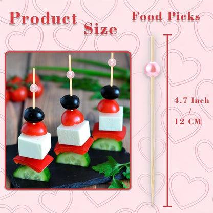 200 PCS Pink Cocktail Toothpicks for Appetizers, Coctail Skewers Sticks