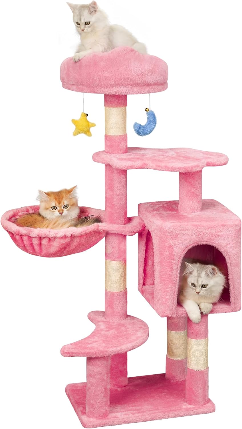 43-Inch Small Cat Tree Cute for Kittens Under 6 Months 9lbs, Pink
