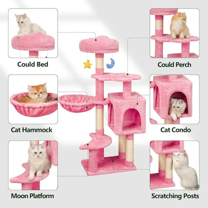 43-Inch Small Cat Tree Cute for Kittens Under 6 Months 9lbs, Pink