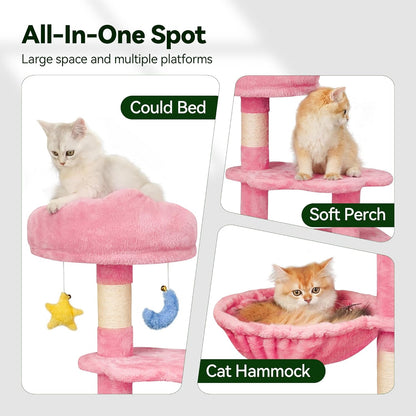 43-Inch Small Cat Tree Cute for Kittens Under 6 Months 9lbs, Pink