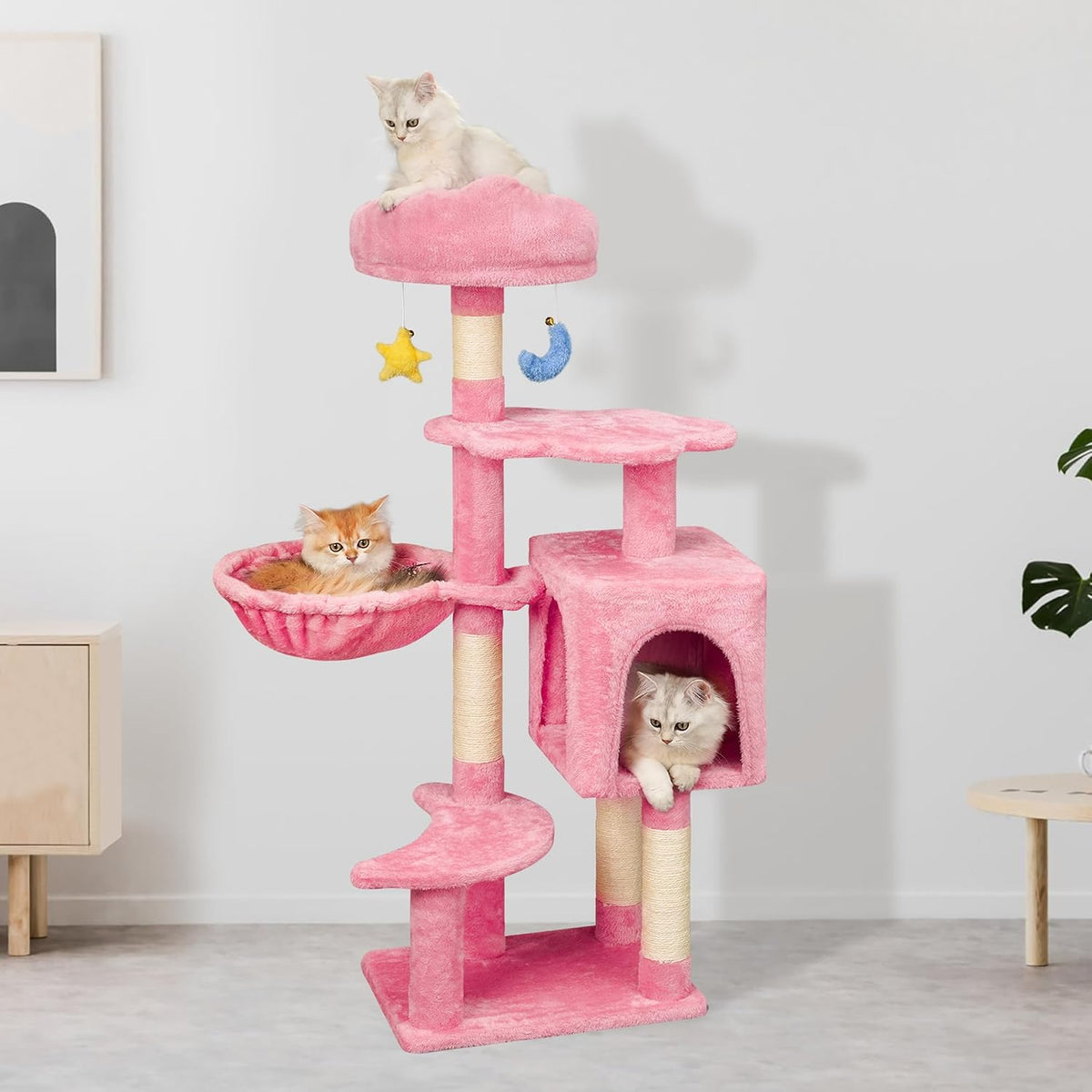 43-Inch Small Cat Tree Cute for Kittens Under 6 Months 9lbs, Pink