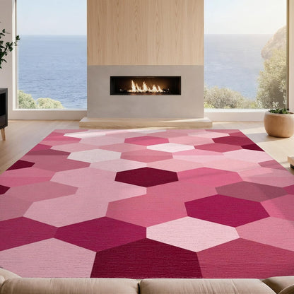 8'x10' Smooth Finish Contemporary Abstract Foldable Mat, Blush Pink Snag-Free Chair-Friendly Large Carpet for Dining Room, Large Office, Lounge | 2135594