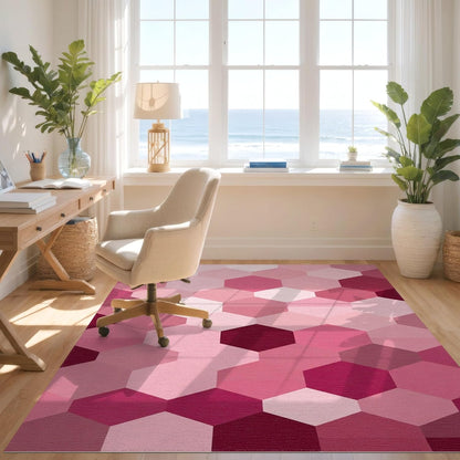8'x10' Smooth Finish Contemporary Abstract Foldable Mat, Blush Pink Snag-Free Chair-Friendly Large Carpet for Dining Room, Large Office, Lounge | 2135594
